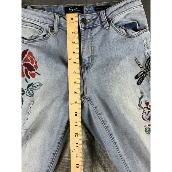 Earl Jean Women's Size 8 Embroidered Floral Butterfly Dragonfly Skinny Jeans - Picture 10 of 11